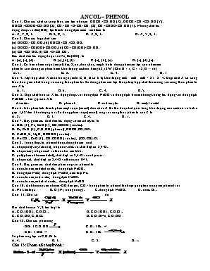 Đề cương ôn thi môn Hóa học 11 - Chủ đề Ancol, Phenol